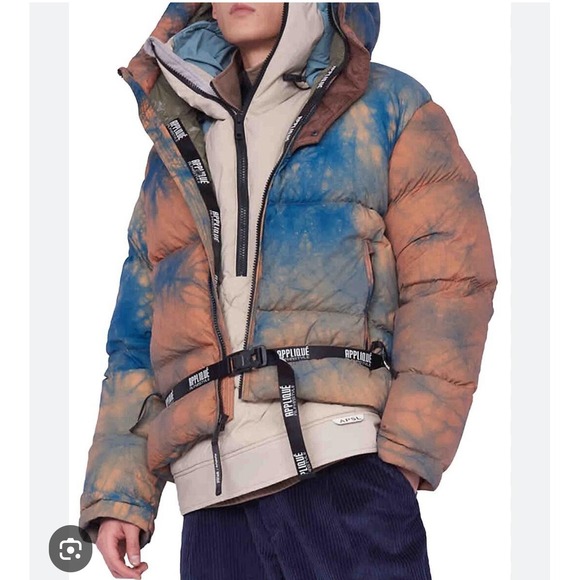 APPLIQUÉ AlphaStyle Other - AlphaStyle Puffer Jacket Ski Down Coat Tie Dye Magnetic Buckle  size S